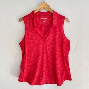 TOMMY BAHAMA Island Zone Women’s XL Palm Coast Sleeveless Polo in Pink Plumeria